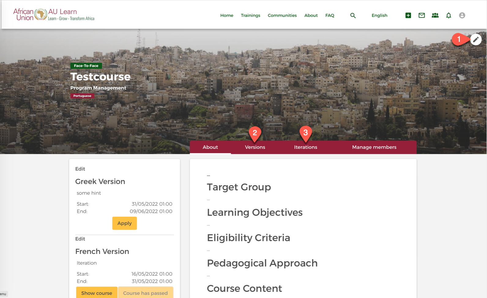 course page