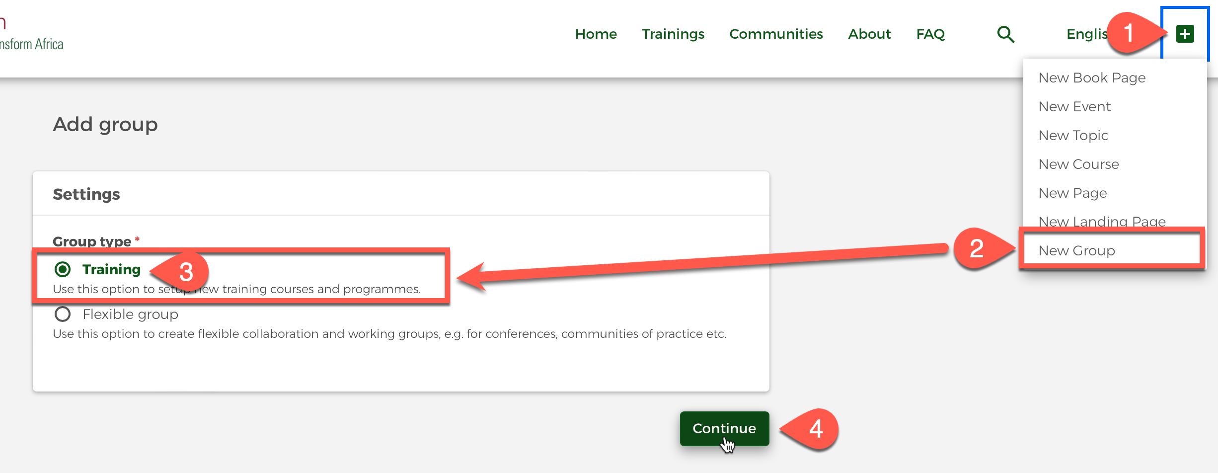 Create a new training course